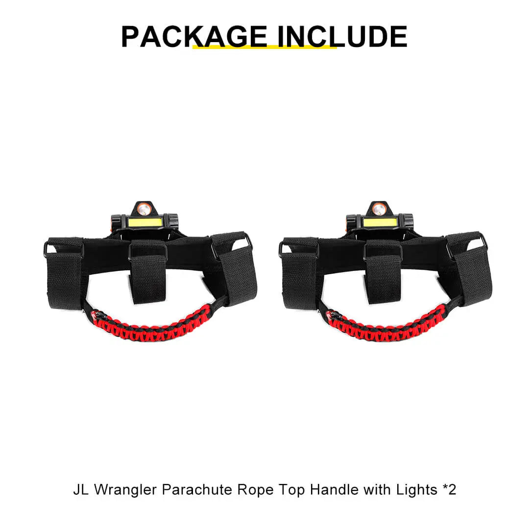 For Jeep Wrangler JK JL JT Interior Car Roll Bar Grab Handles Pull Grip w/Light Accessories (2 pcs)