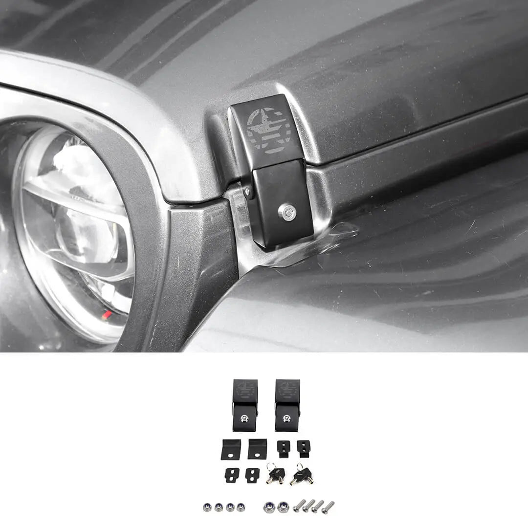 For Jeep Wrangler JK/JL/JT Lockable Hood Latches Buckle Catch Fixed (2 pcs)