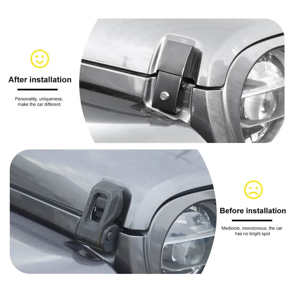 For Jeep Wrangler JK/JL/JT Lockable Hood Latches Buckle Catch Fixed (2 pcs)