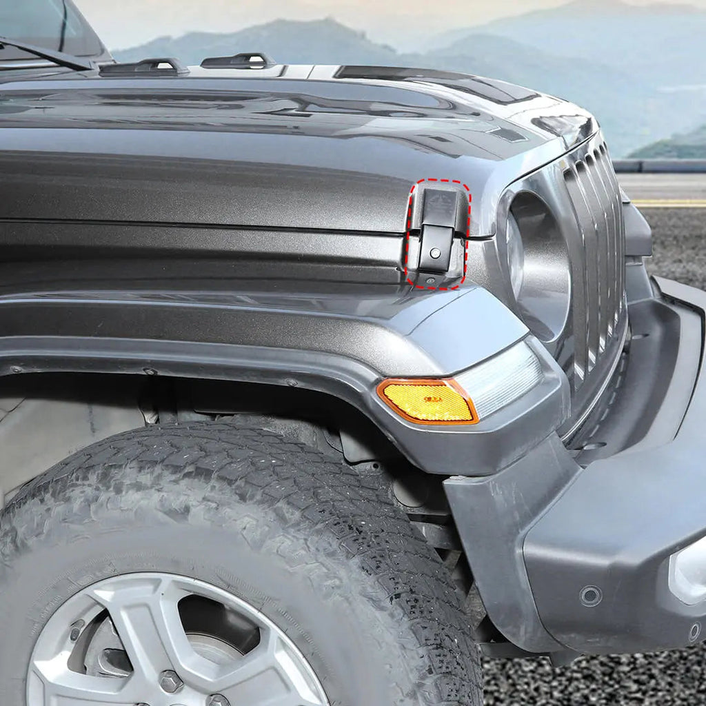 For Jeep Wrangler JK/JL/JT Lockable Hood Latches Buckle Catch Fixed (2 pcs)