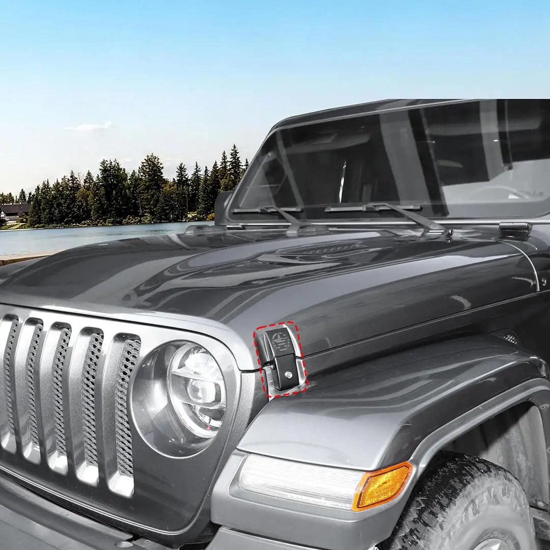 For Jeep Wrangler JK/JL/JT Lockable Hood Latches Buckle Catch Fixed (2 pcs)