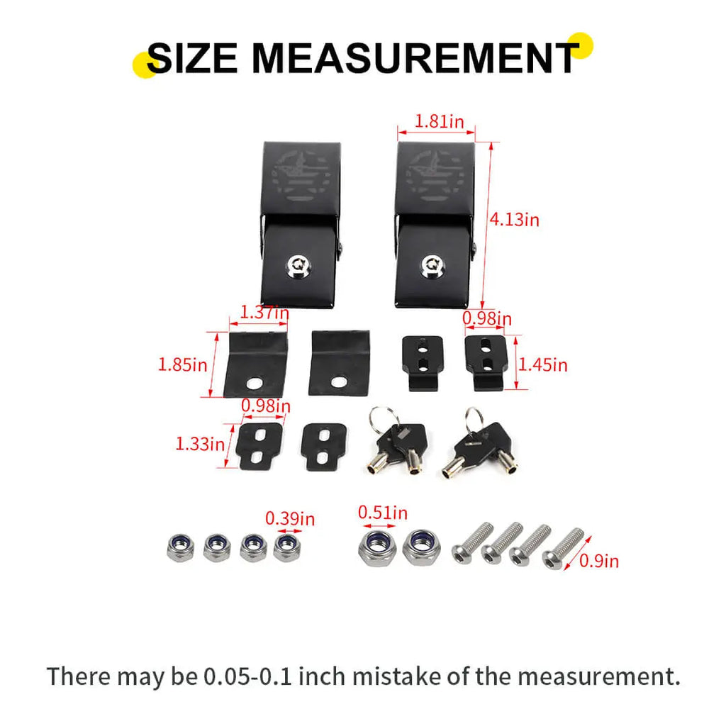 For Jeep Wrangler JK/JL/JT Lockable Hood Latches Buckle Catch Fixed (2 pcs)