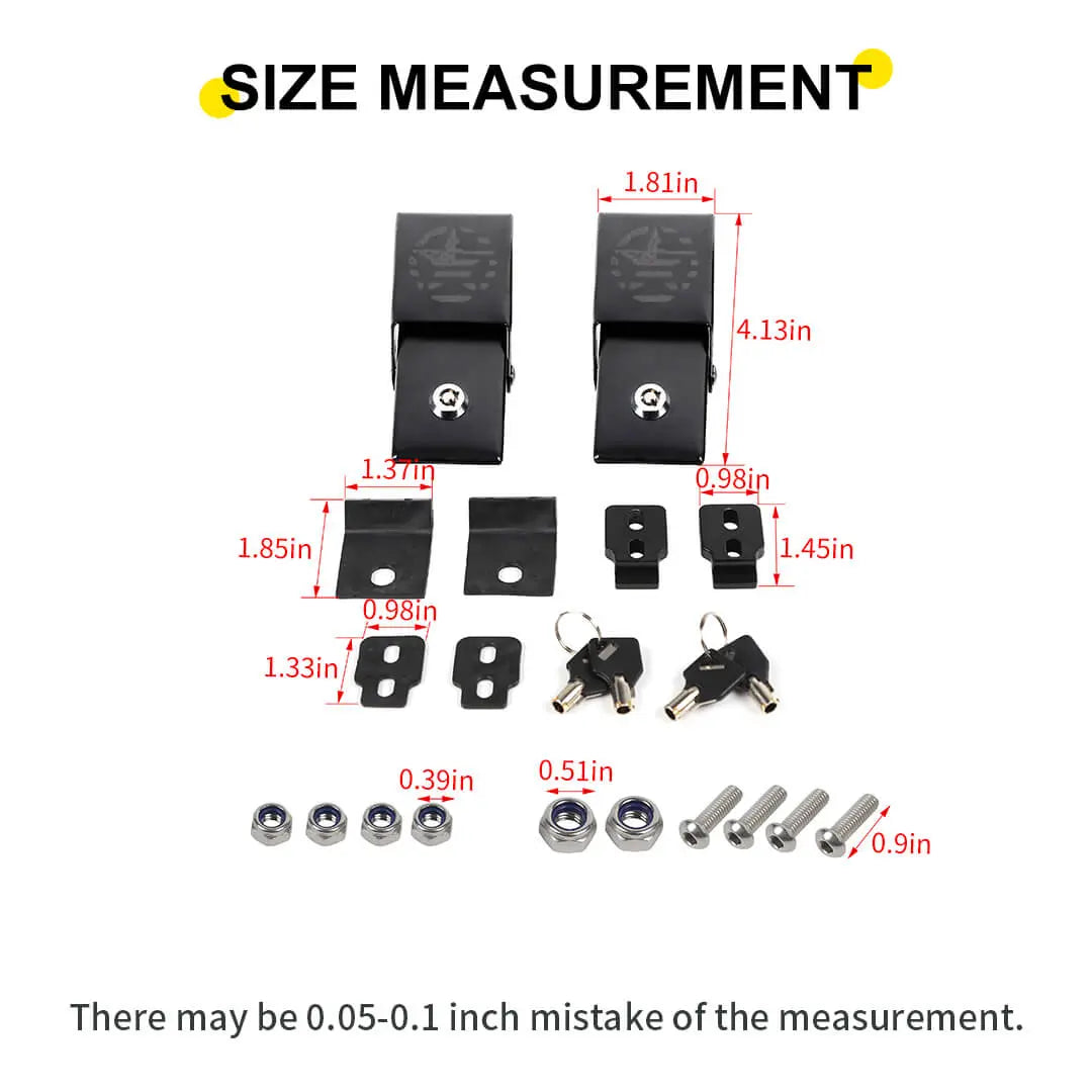 For Jeep Wrangler JK/JL/JT Lockable Hood Latches Buckle Catch Fixed (2 pcs)