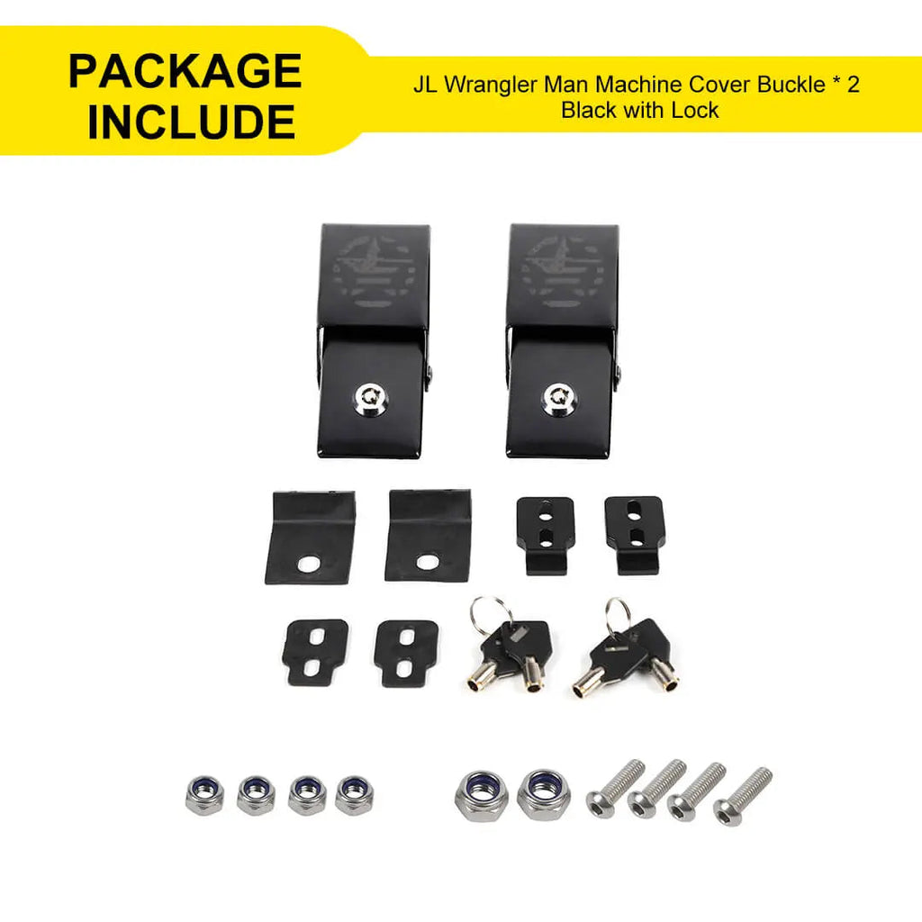 For Jeep Wrangler JK/JL/JT Lockable Hood Latches Buckle Catch Fixed (2 pcs)