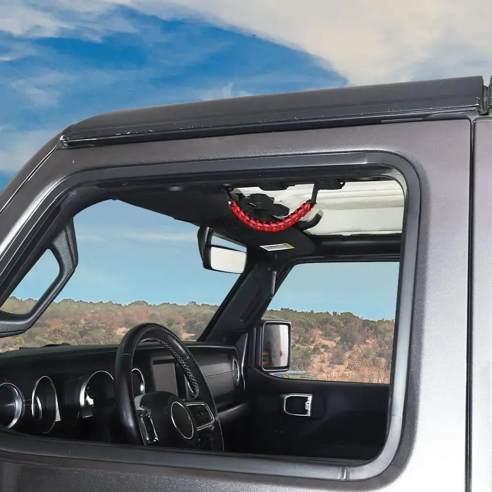For Jeep Wrangler JK JL JT Roll Bar Paracord Grab Handles with LED Light US Flag- 4Pack