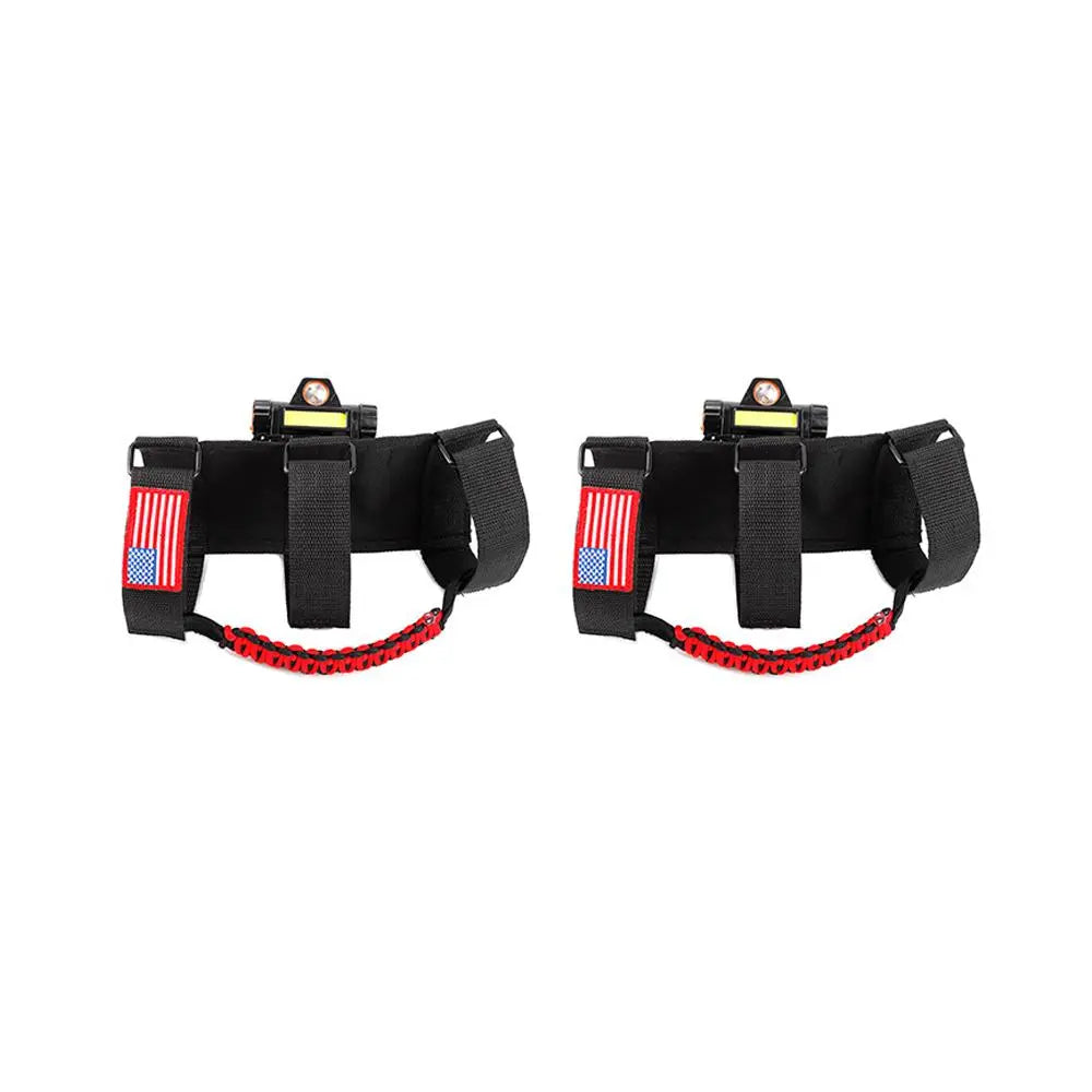 For Jeep Wrangler JK JL JT Roll Bar Paracord Grab Handles with LED Light US Flag- 2Pack
