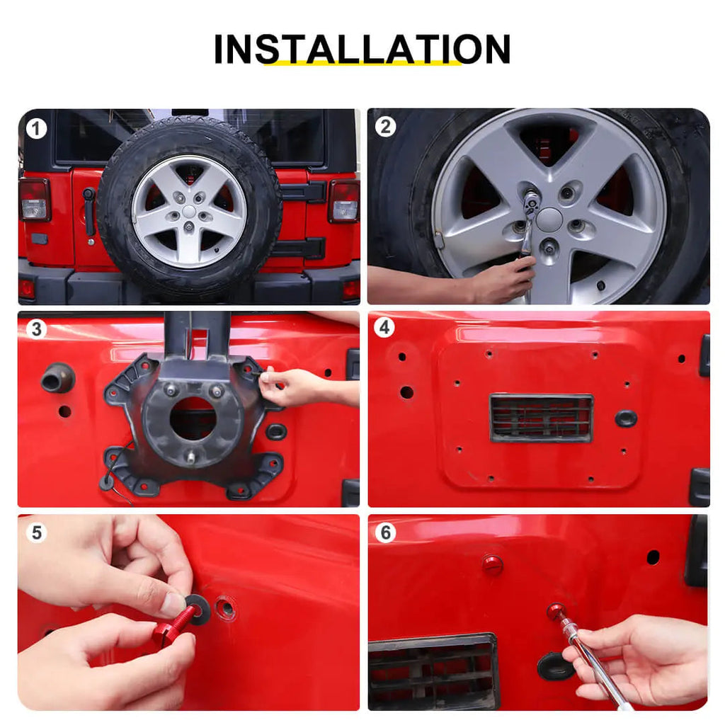 For Jeep Wrangler JK JL Rear Tailgate Spare Tire Bumper Screws Bolts Kit (8 pcs)