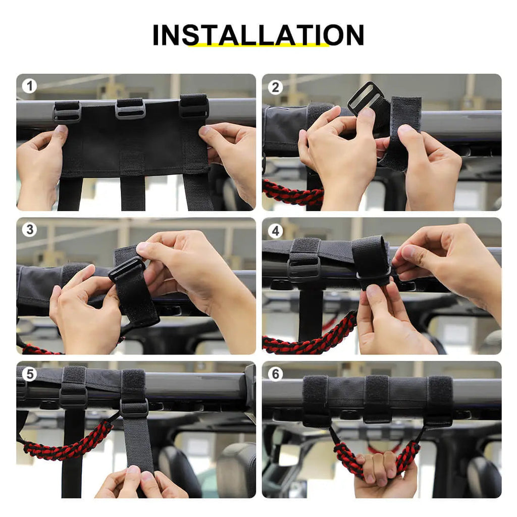 For Jeep Wrangler JK JL TJ JT Car Top Roll Bar Grip Grab Pull Handle Accessories 4 (pcs)