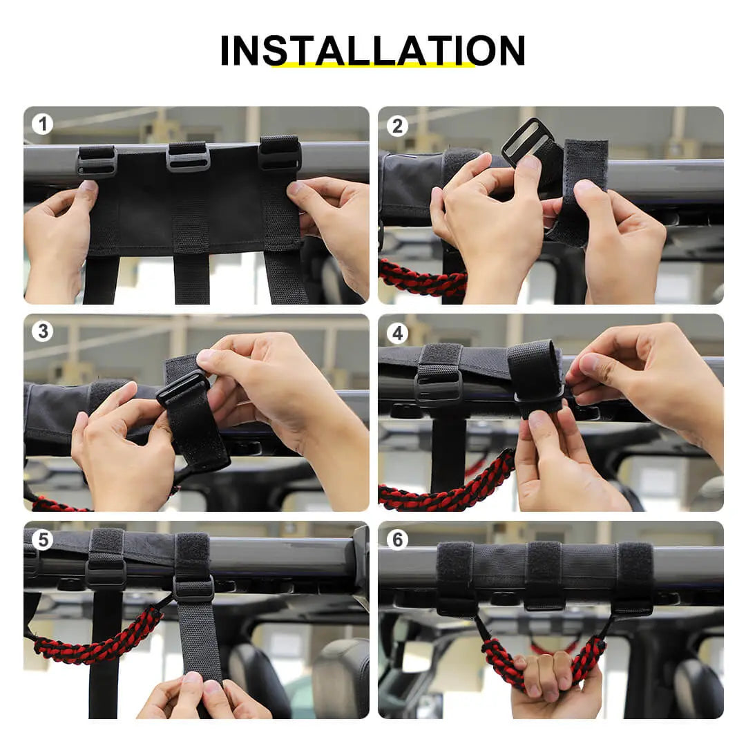 For Jeep Wrangler JK JL TJ JT Car Top Roll Bar Grip Grab Pull Handle Accessories 4 (pcs)