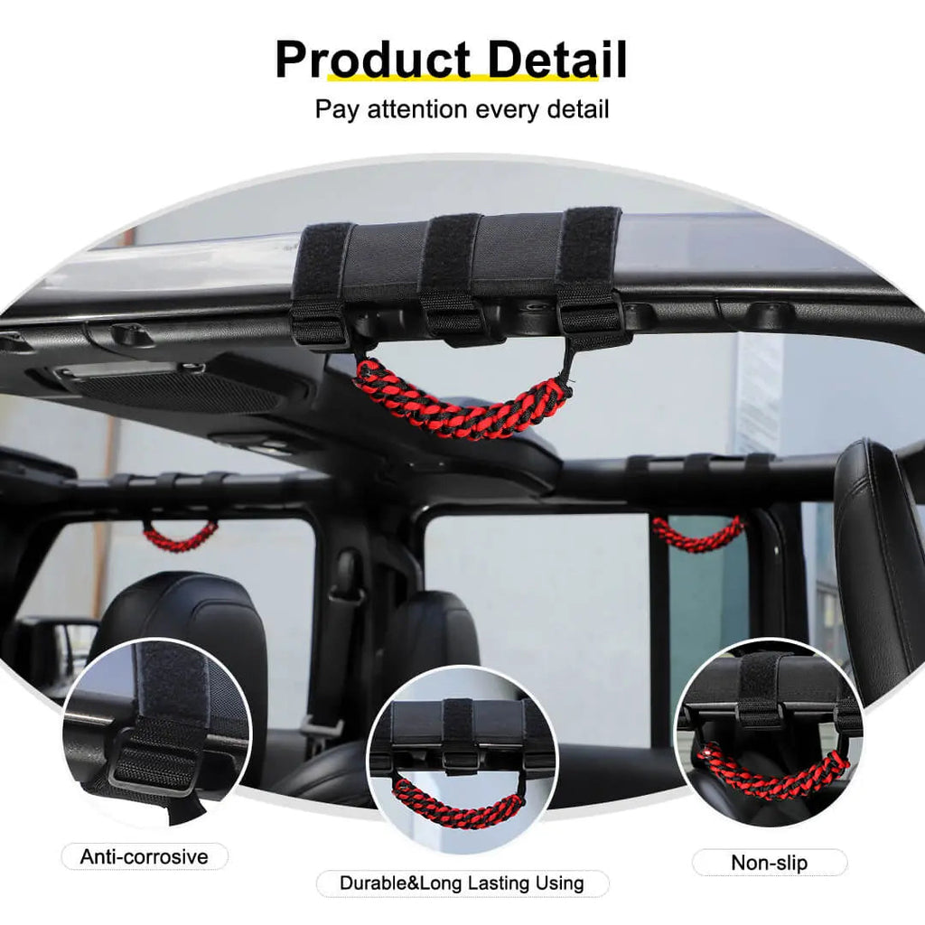 For Jeep Wrangler JK JL TJ JT Car Top Roll Bar Grip Grab Pull Handle Accessories 4 (pcs)
