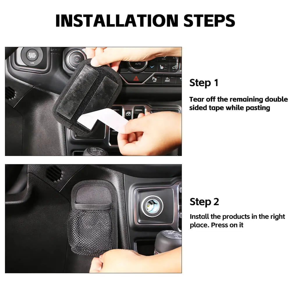 For Jeep Wrangler JK JL & Gladiator JT Car Storage Net Bag Phone Holder Pocket Seat Organizer Hanging Bag