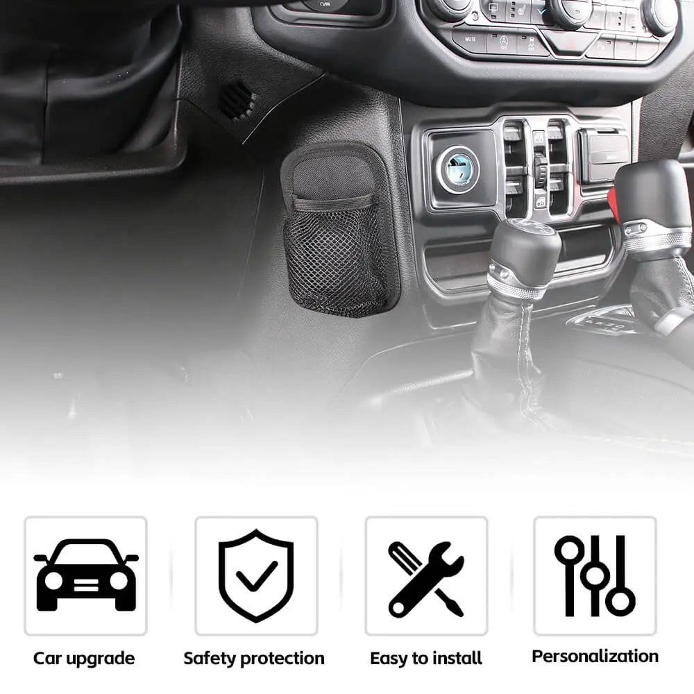 For Jeep Wrangler JK JL & Gladiator JT Car Storage Net Bag Phone Holder Pocket Seat Organizer Hanging Bag