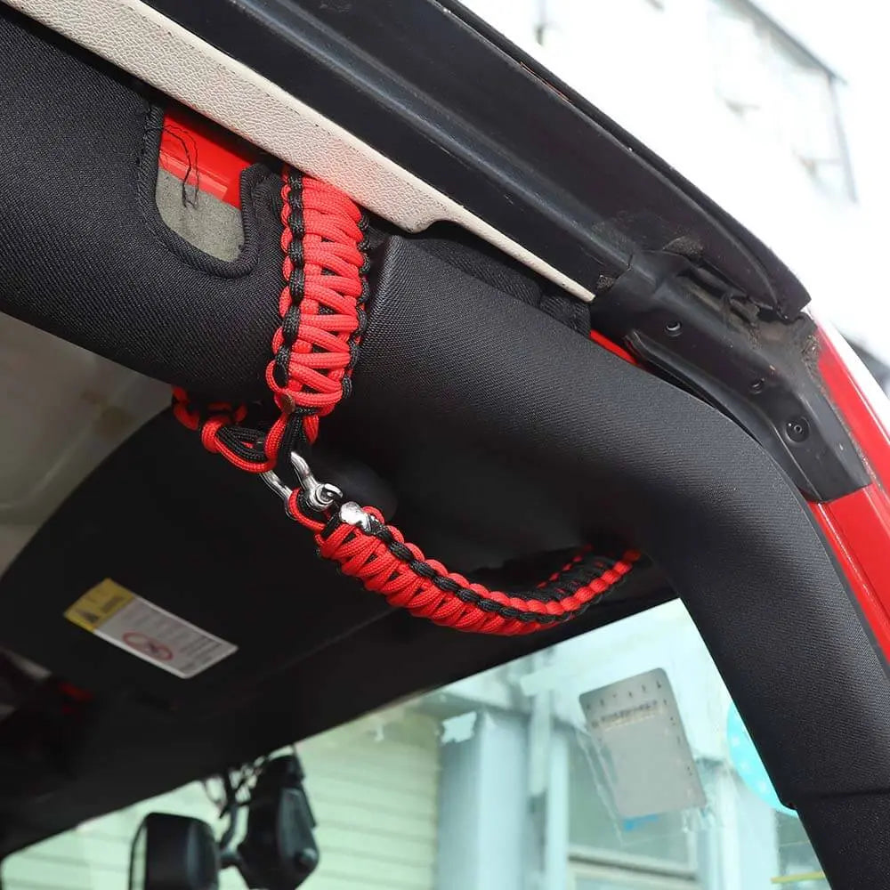 For Jeep Wrangler JK JL & Gladiator JT Front Door Top Roll Bar Paracord Grab Handles Grip Handle