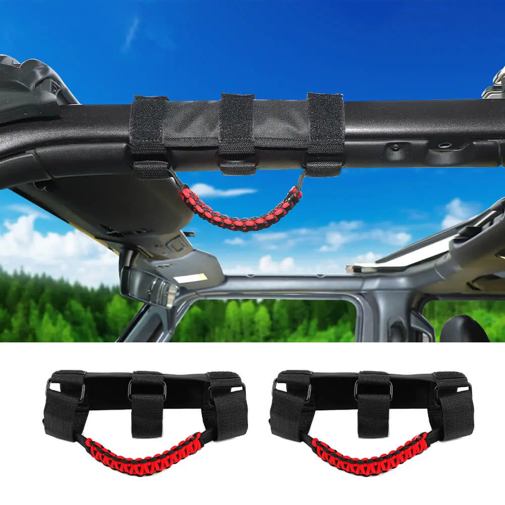 For Jeep Wrangler JK JL & Gladiator JT Roll Bar Grab Handle Paracord Grip Handle 2PCS