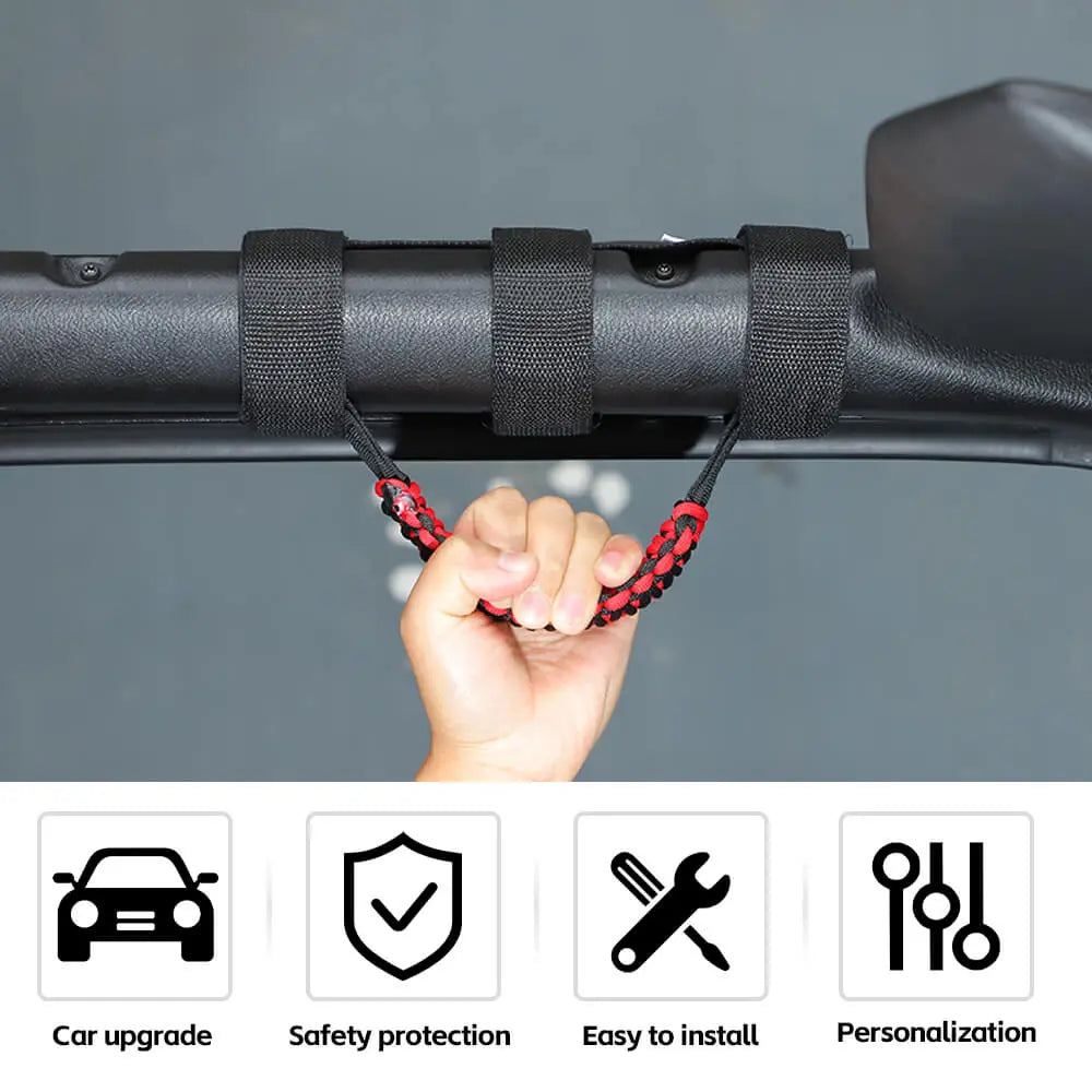 For Jeep Wrangler JK JL & Gladiator JT Roll Bar Grab Handle Paracord Grip Handle 2PCS