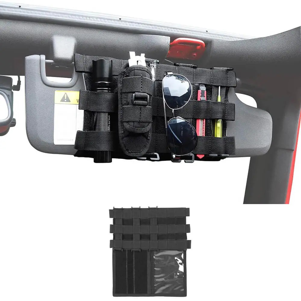 For Jeep Wrangler JK JL & Gladiator JT Tactical Sun Visor Organizer Front Visor Storage Cover