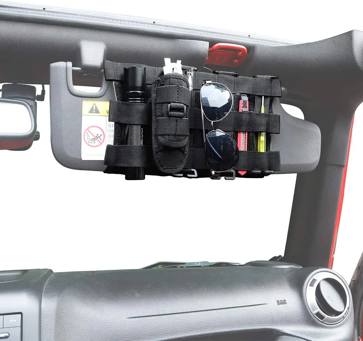 For Jeep Wrangler JK JL & Gladiator JT Tactical Sun Visor Organizer Front Visor Storage Cover