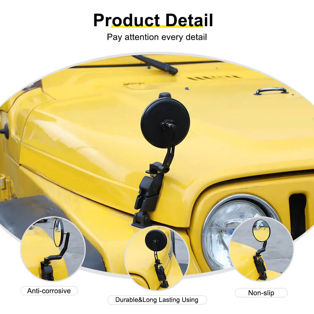 For Jeep Wrangler JK TJ Engine Hood Latches Mount Sand Board Rearview Mirror