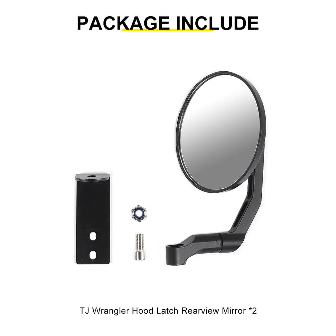 For Jeep Wrangler JK TJ Engine Hood Latches Mount Sand Board Rearview Mirror