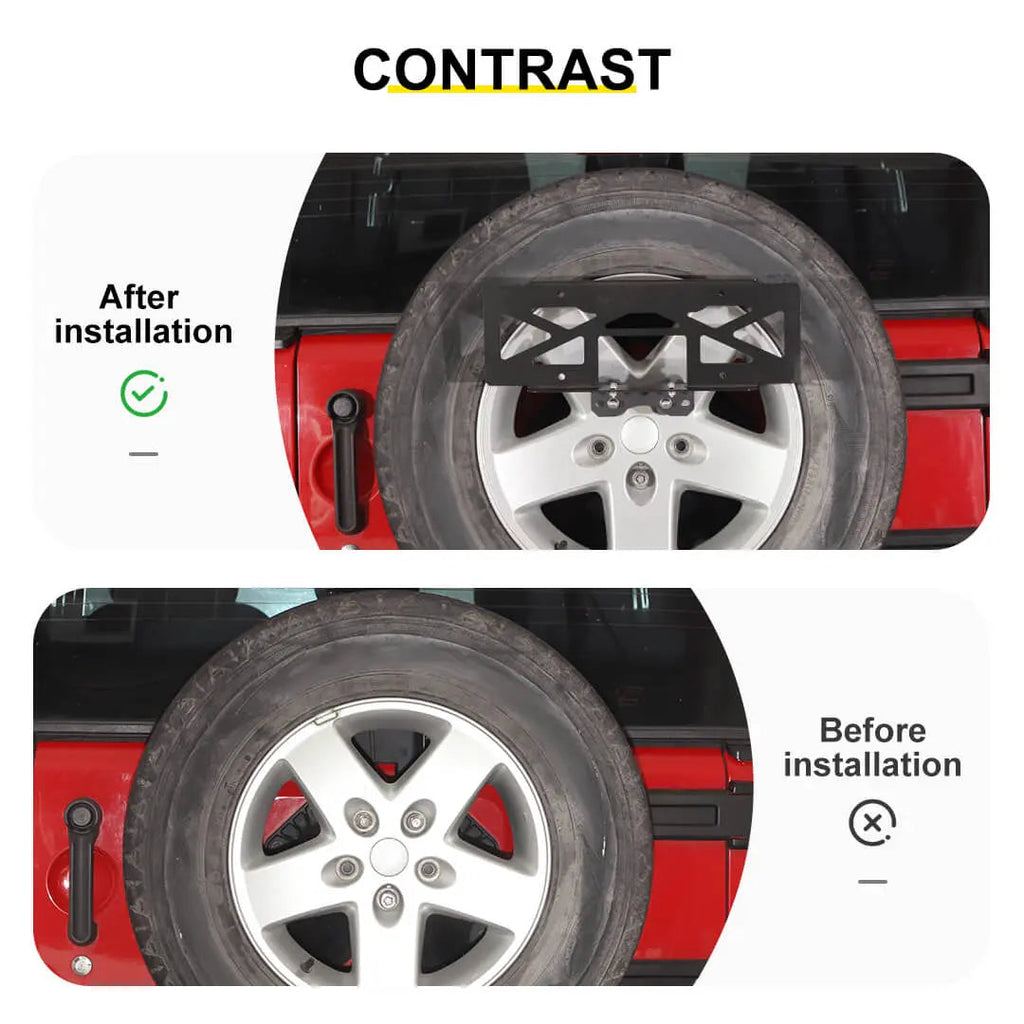 For Jeep Wrangler JK TJ Rear Tailgate Spare Tire License Plate Holder Accessories