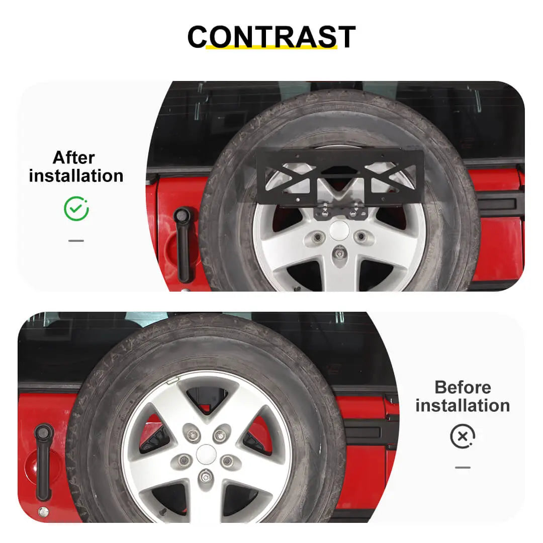 For Jeep Wrangler JK TJ Rear Tailgate Spare Tire License Plate Holder Accessories