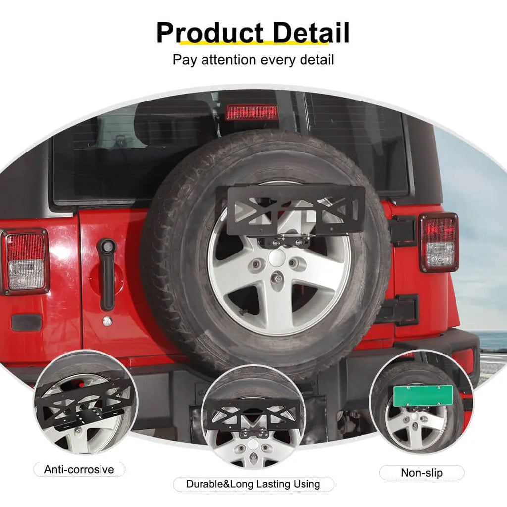 For Jeep Wrangler JK TJ Rear Tailgate Spare Tire License Plate Holder Accessories