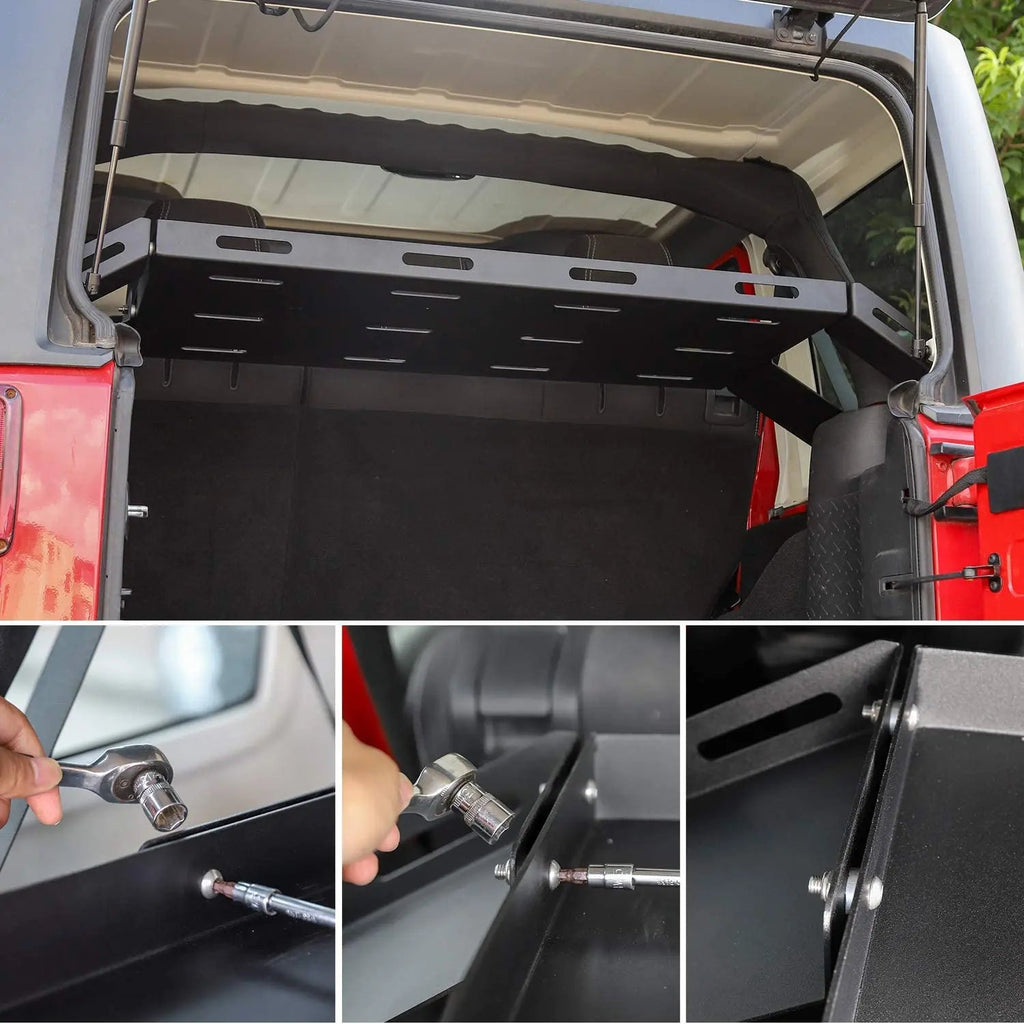For Jeep Wrangler JKU JLU 4-Door Interior Trunk Cargo Basket Rack Metal Luggage Storage Carrier