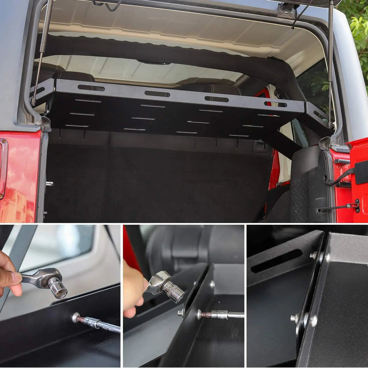 For Jeep Wrangler JKU JLU 4-Door Interior Trunk Cargo Basket Rack Metal Luggage Storage Carrier