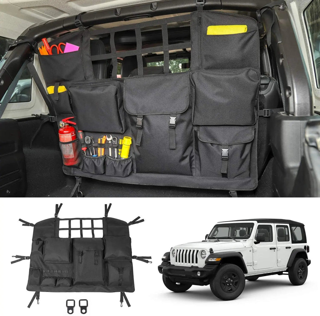 For Jeep Wrangler JKU JLU 4Door Trunk Multi-Pockets Storage Bag Organizers Cargo Bag Back Seat Bag with Tool Kits