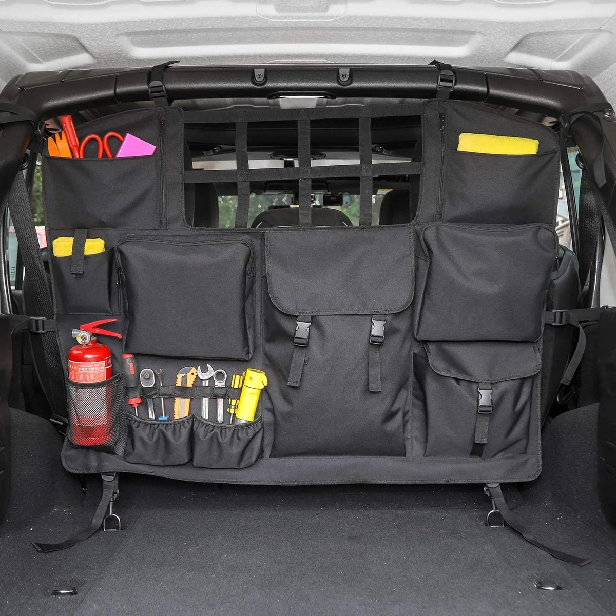 For Jeep Wrangler JKU JLU 4Door Trunk Multi-Pockets Storage Bag Organizers Cargo Bag Back Seat Bag with Tool Kits