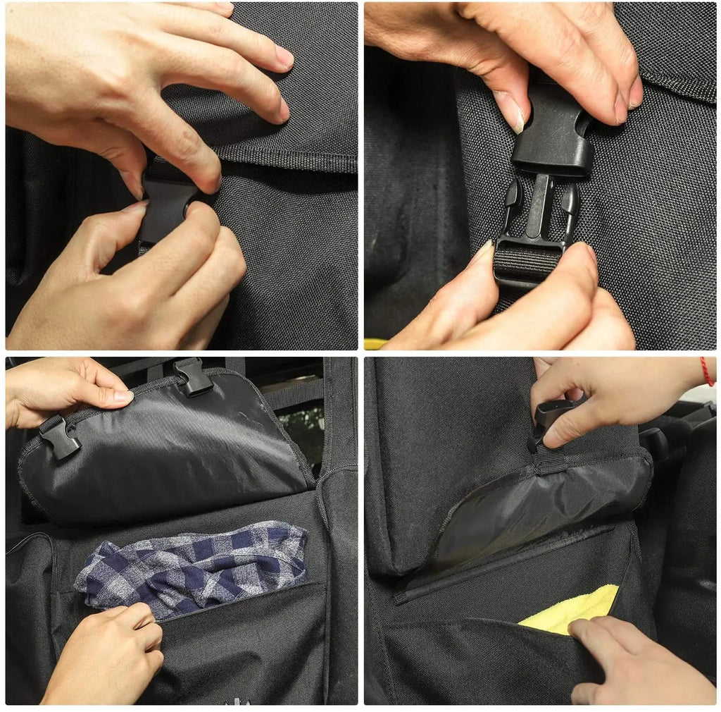 For Jeep Wrangler JKU JLU 4Door Trunk Multi-Pockets Storage Bag Organizers Cargo Bag Back Seat Bag with Tool Kits