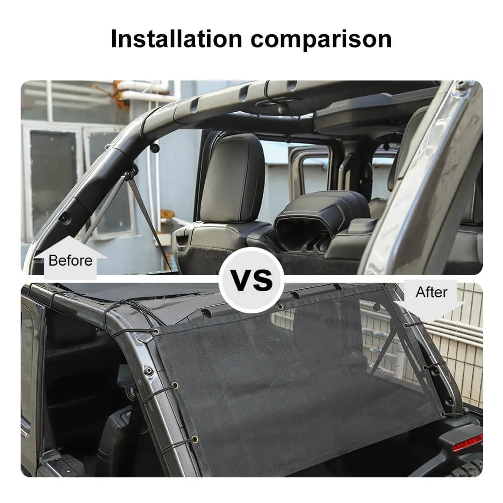 For Jeep Wrangler JL JK TJ 4Doors Rear Trunk Sunshade Mesh Cover Bikini anti-UV