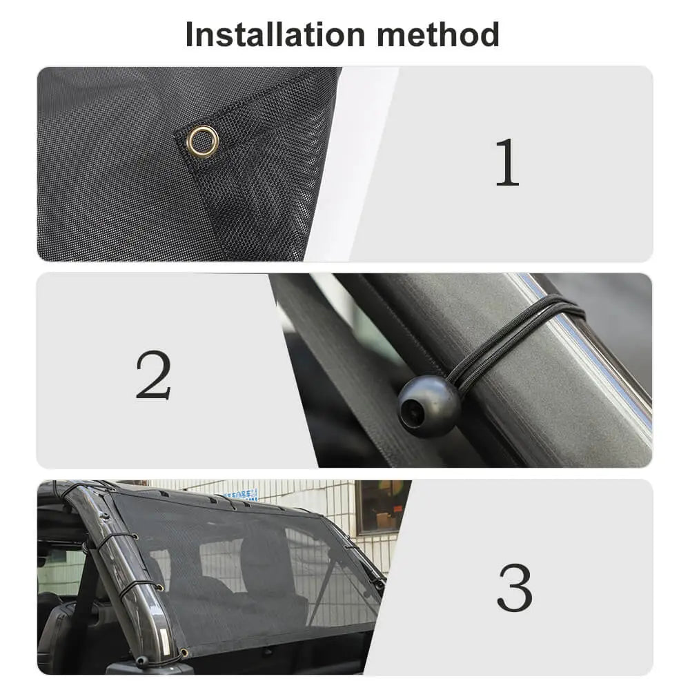 For Jeep Wrangler JL JK TJ 4Doors Rear Trunk Sunshade Mesh Cover Bikini anti-UV