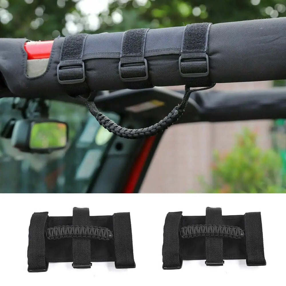 For Jeep Wrangler JL JK TJ YJ & Gladiator JT Roll Bar Grab Handles Paracord Grip Handle 2PCS
