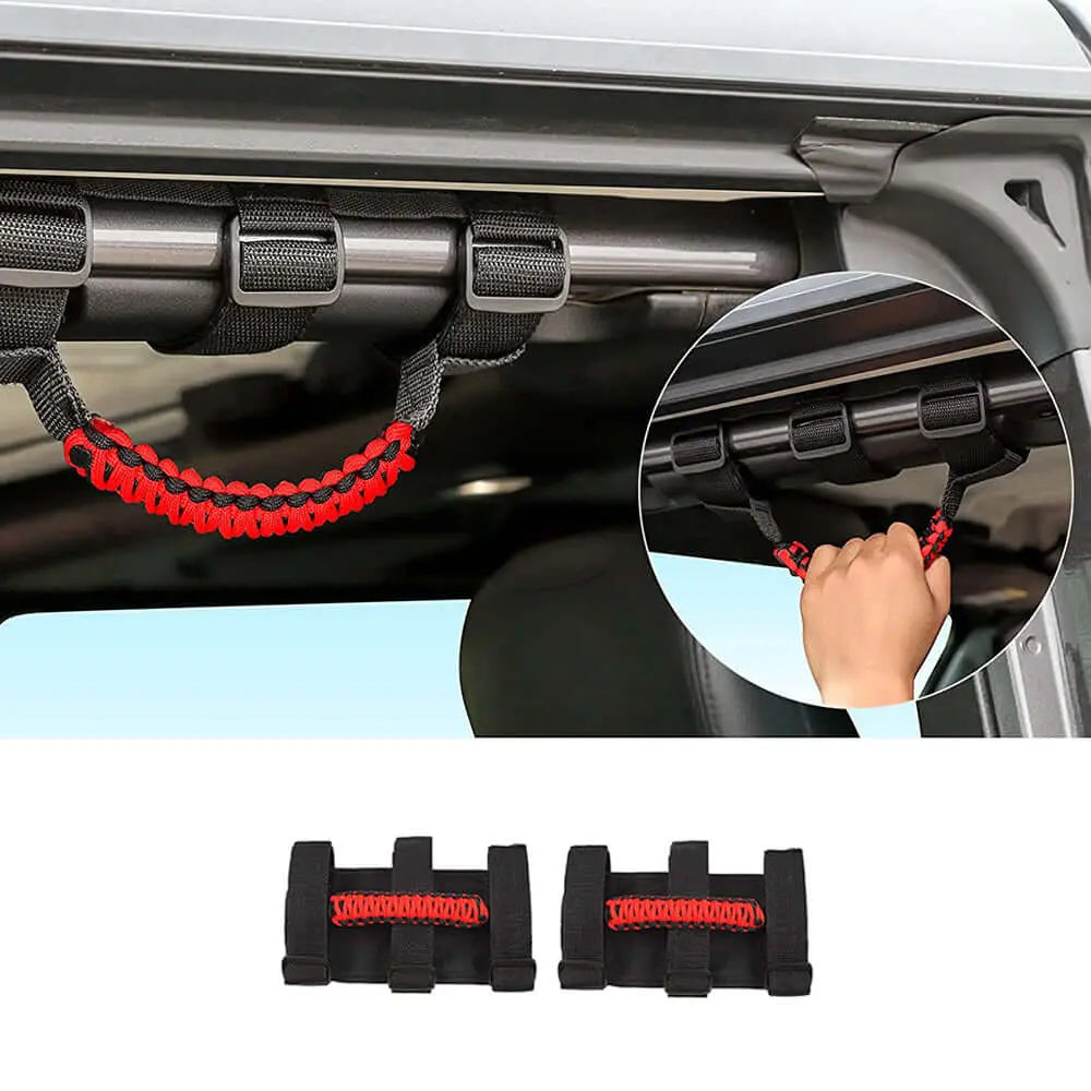For Jeep Wrangler JL JK TJ YJ & Gladiator JT Roll Bar Grab Handles Paracord Grip Handle 2PCS
