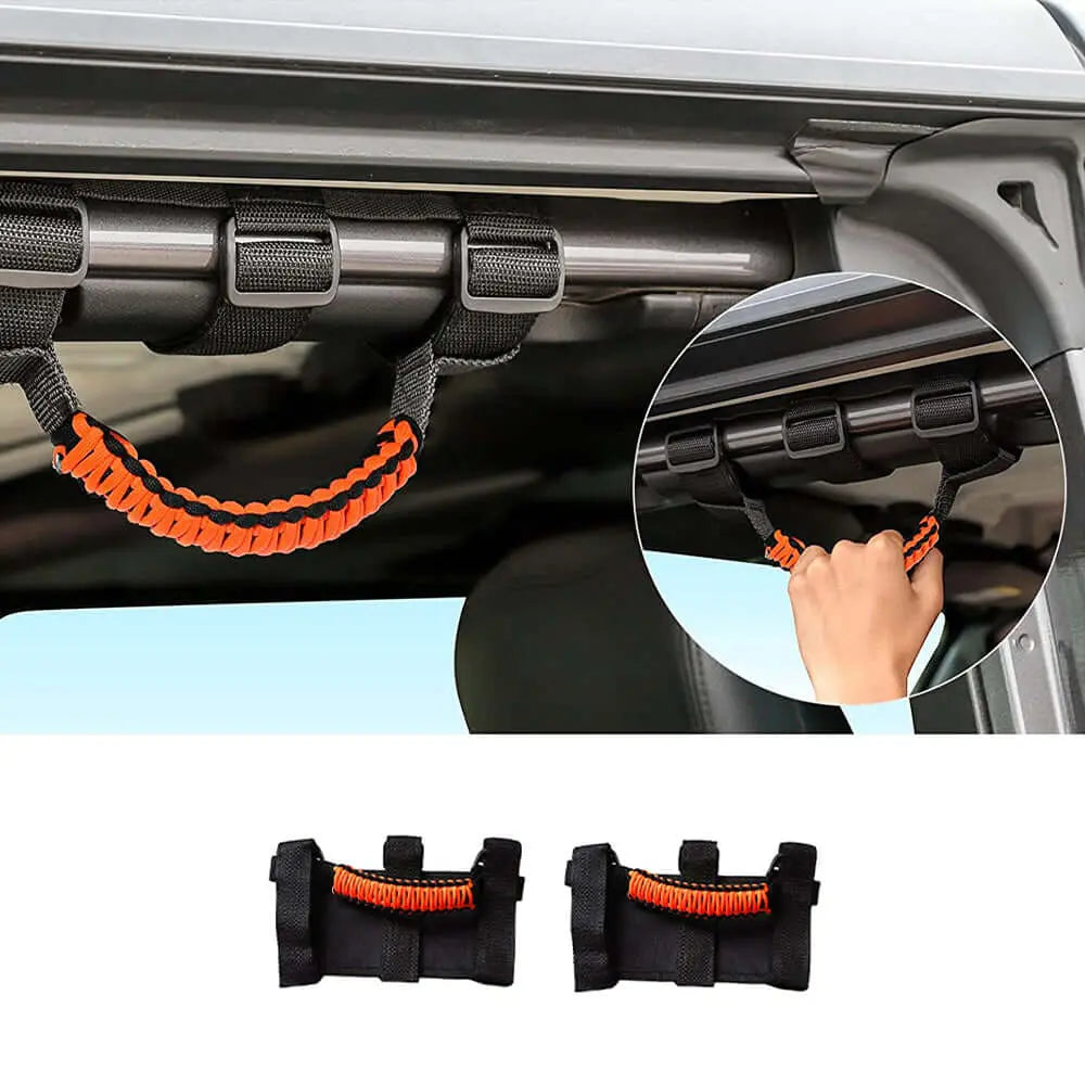 For Jeep Wrangler JL JK TJ YJ & Gladiator JT Roll Bar Grab Handles Paracord Grip Handle 2PCS