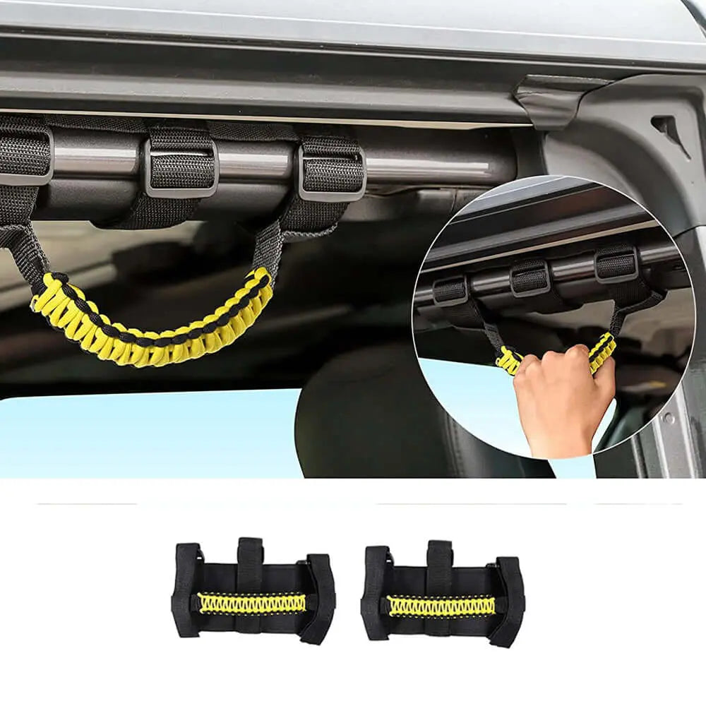 For Jeep Wrangler JL JK TJ YJ & Gladiator JT Roll Bar Grab Handles Paracord Grip Handle 2PCS