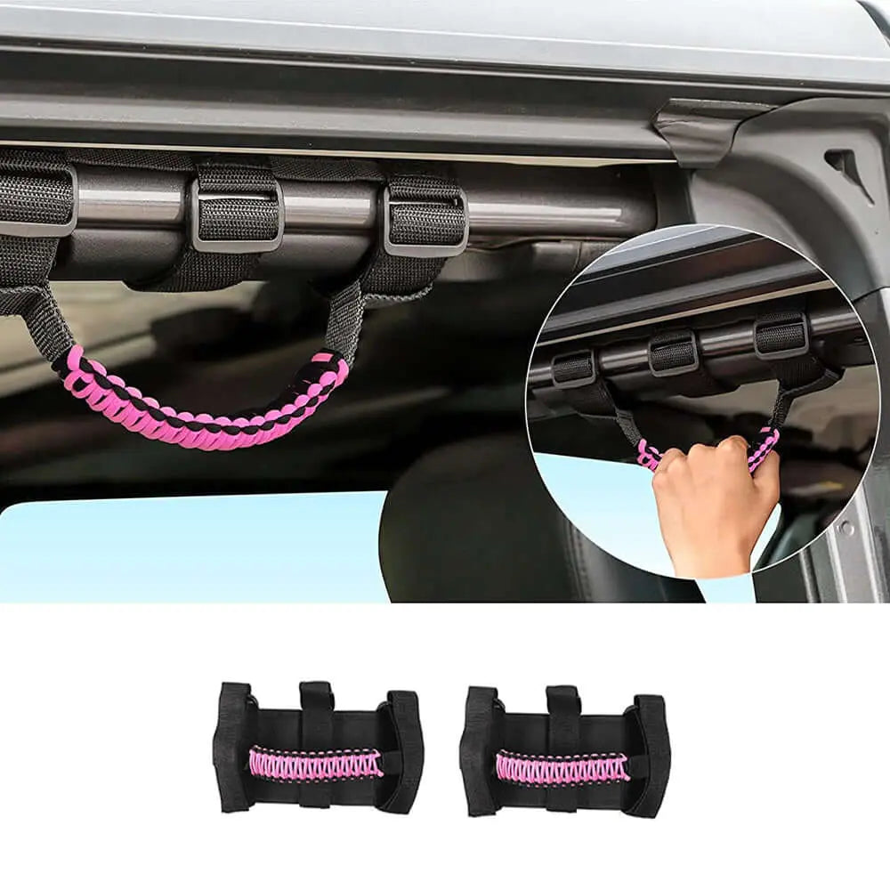 For Jeep Wrangler JL JK TJ YJ & Gladiator JT Roll Bar Grab Handles Paracord Grip Handle 2PCS
