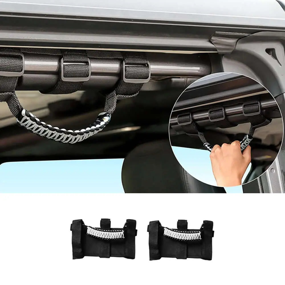 For Jeep Wrangler JL JK TJ YJ & Gladiator JT Roll Bar Grab Handles Paracord Grip Handle 2PCS