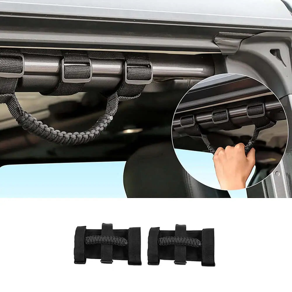 For Jeep Wrangler JL JK TJ YJ & Gladiator JT Roll Bar Grab Handles Paracord Grip Handle 2PCS