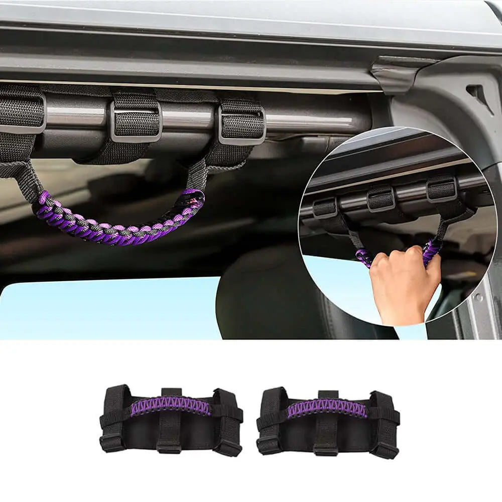 For Jeep Wrangler JL JK TJ YJ & Gladiator JT Roll Bar Grab Handles Paracord Grip Handle 2PCS