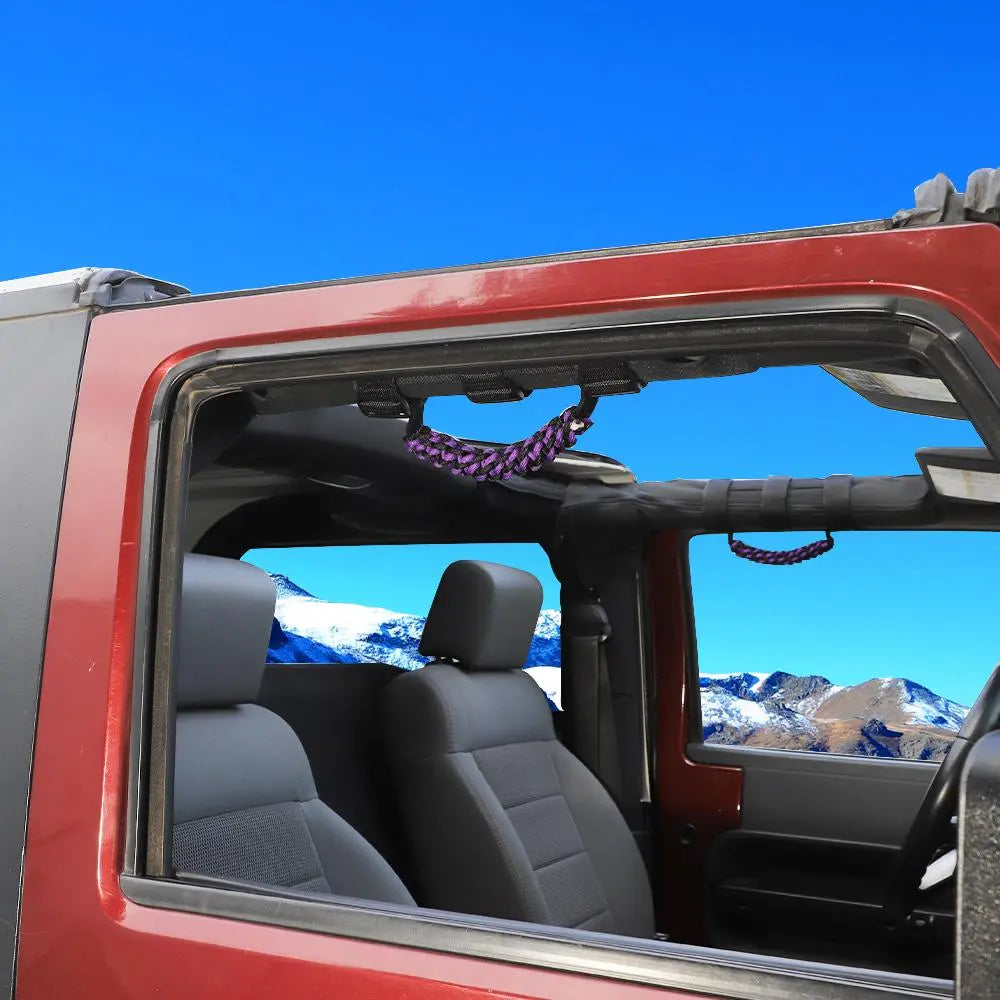 For Jeep Wrangler  JL JT JK YJ TJ 2X Roll Bar Grab Handle Top Paracord Grip Handle Wide Style
