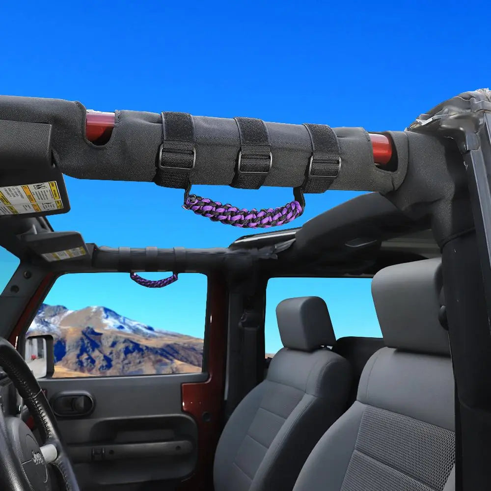 For Jeep Wrangler  JL JT JK YJ TJ 2X Roll Bar Grab Handle Top Paracord Grip Handle Wide Style
