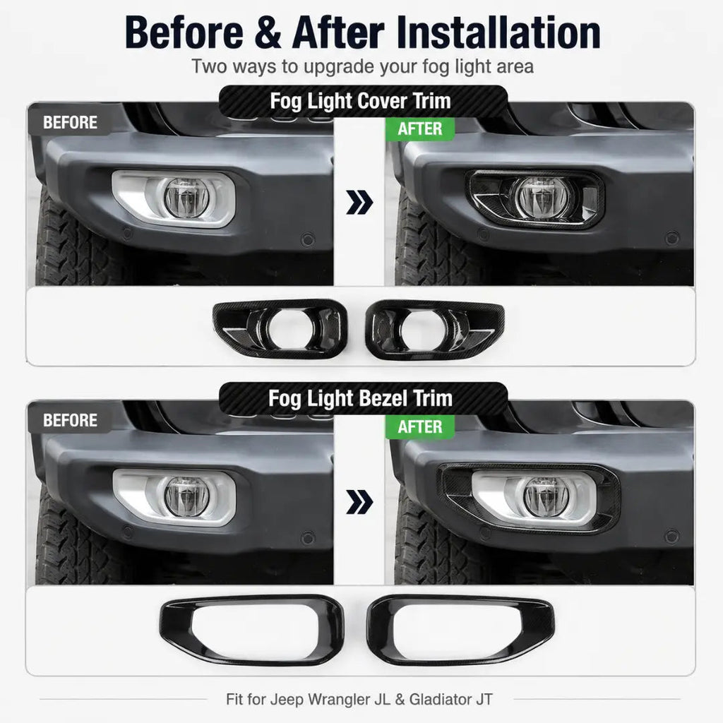 For Jeep Wrangler JL & Gladiator JT Fog Light Bezel Cover Trim – International/Export-Spec Compact Silver Fog Bezel Only