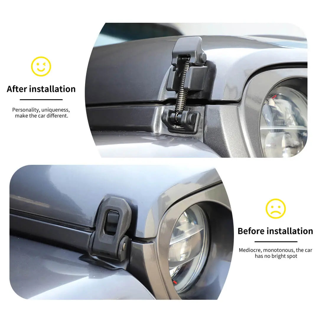 For Jeep Wrangler JL & Gladiator JT Front Engine Hood Latches Catch Locking Buckle (2 pcs)