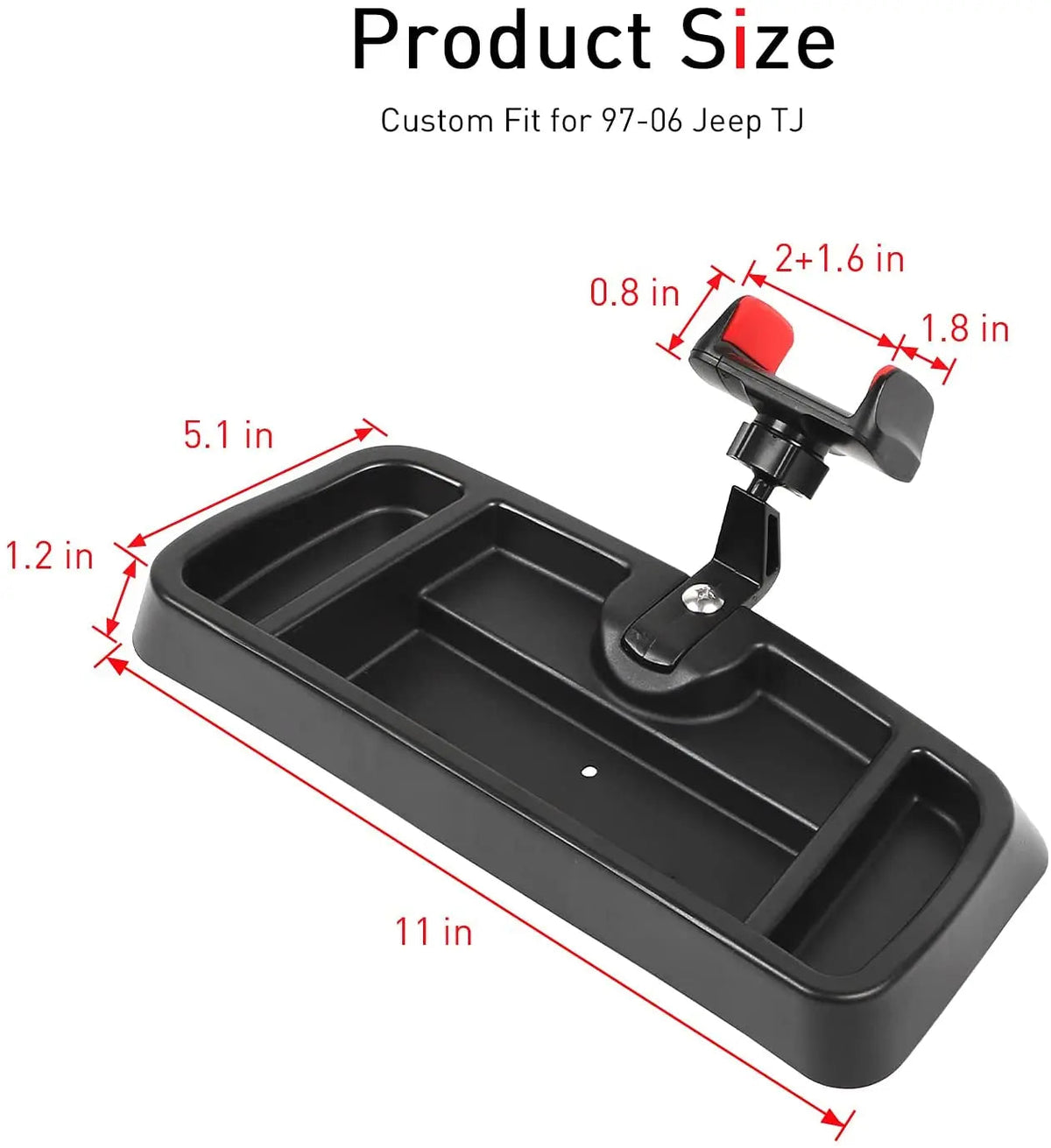 For Jeep Wrangler TJ 1997-2006 Phone Holder Mount Dash Tray Dashboard Storage Box Organizer