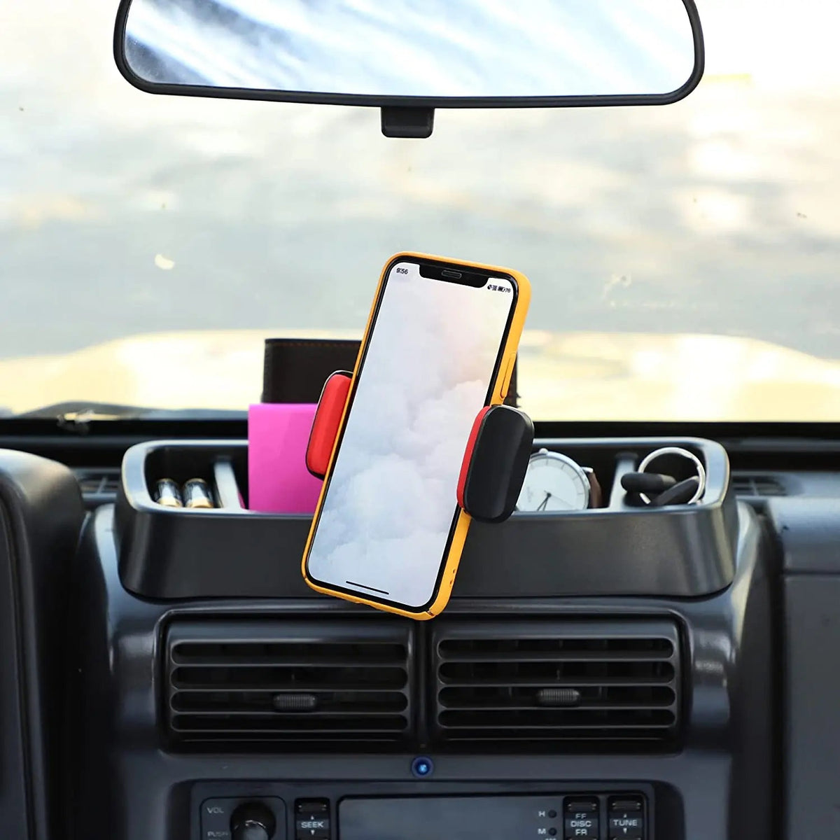 For Jeep Wrangler TJ 1997-2006 Phone Holder Mount Dash Tray Dashboard Storage Box Organizer