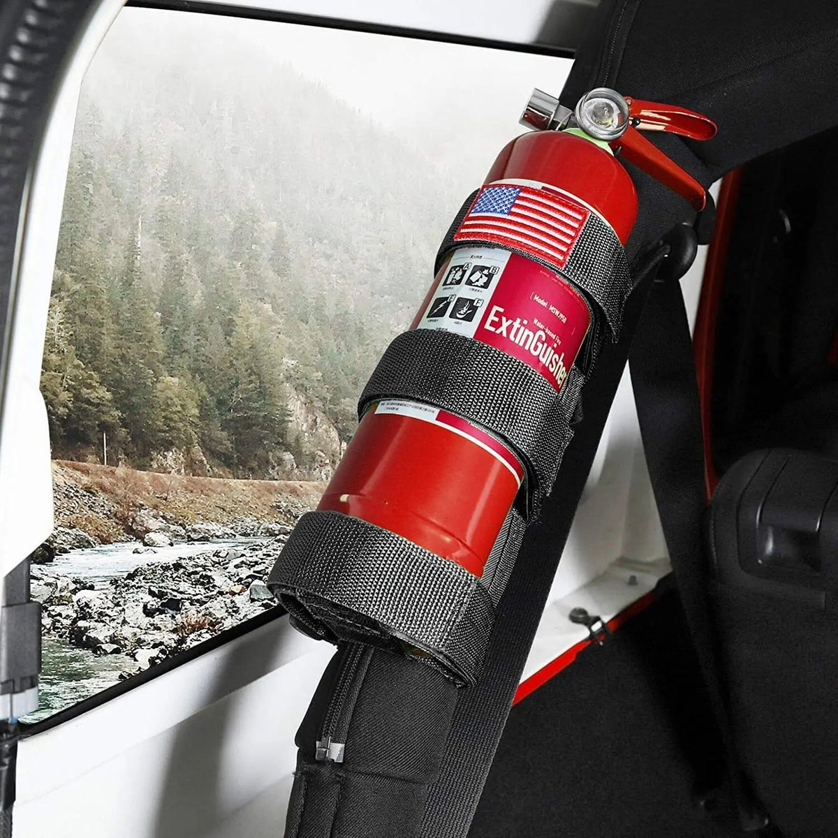 For Jeep Wrangler JK JL JT Roll Bar Fire Extinguisher Binding Tape 2.5-3LB Adjustable Strap Bracket Mount