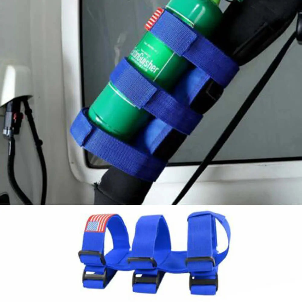 For Jeep Wrangler JK JL JT Roll Bar Fire Extinguisher Binding Tape 2.5-3LB Adjustable Strap Bracket Mount