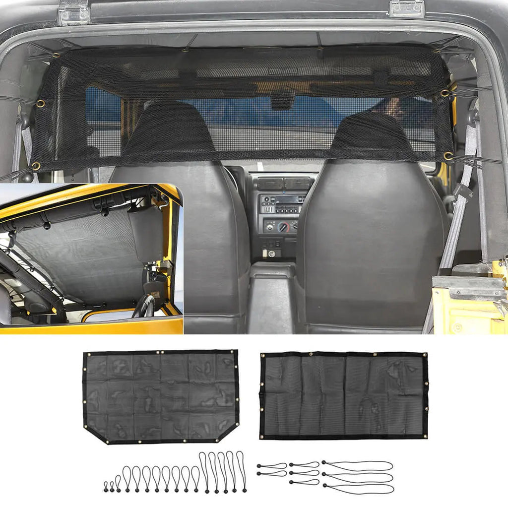 For Jeep Wrangler TJ Car Rear Trunk Sun Shade Top Insulation Net Cover Kit (2 pcs)